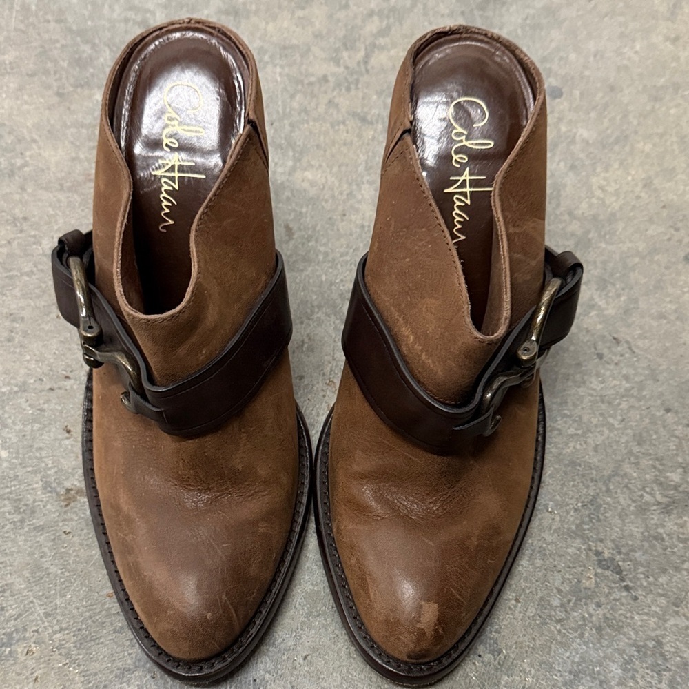 Cole Haan Women's Brown Leather Buckle Boots
